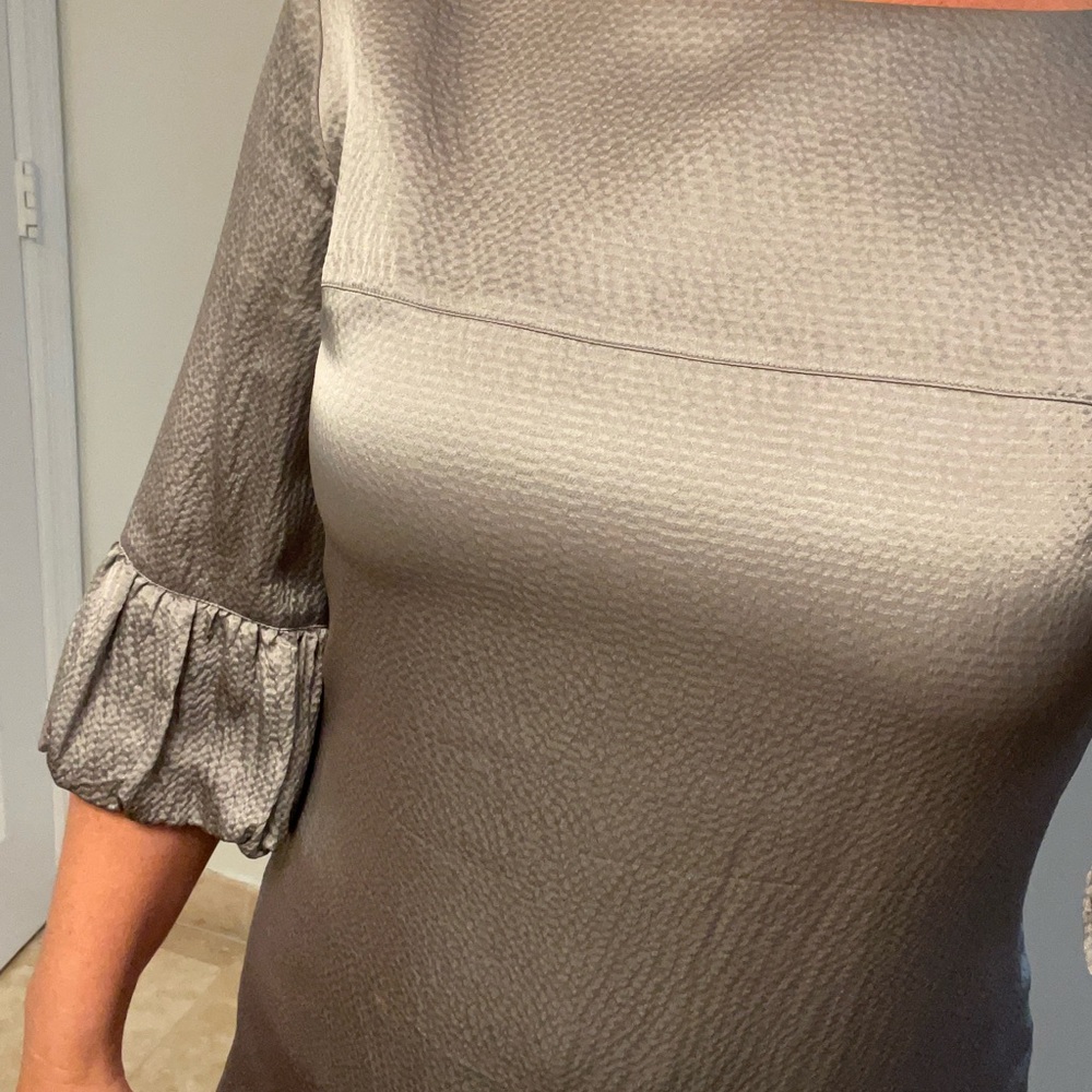 Tahari Silver Textured Cocktail Dress